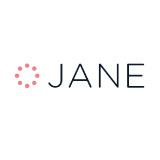 Jane logo. Jane with a circle made up of pink dots.