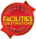 Red ribbon logo with the words Prime Site Award: Facilities and Destinations written on it.